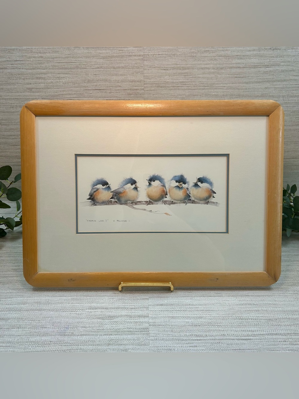 Vintage V. Pfeiffer “Chorus Line I” Baby Birds Framed Art Print